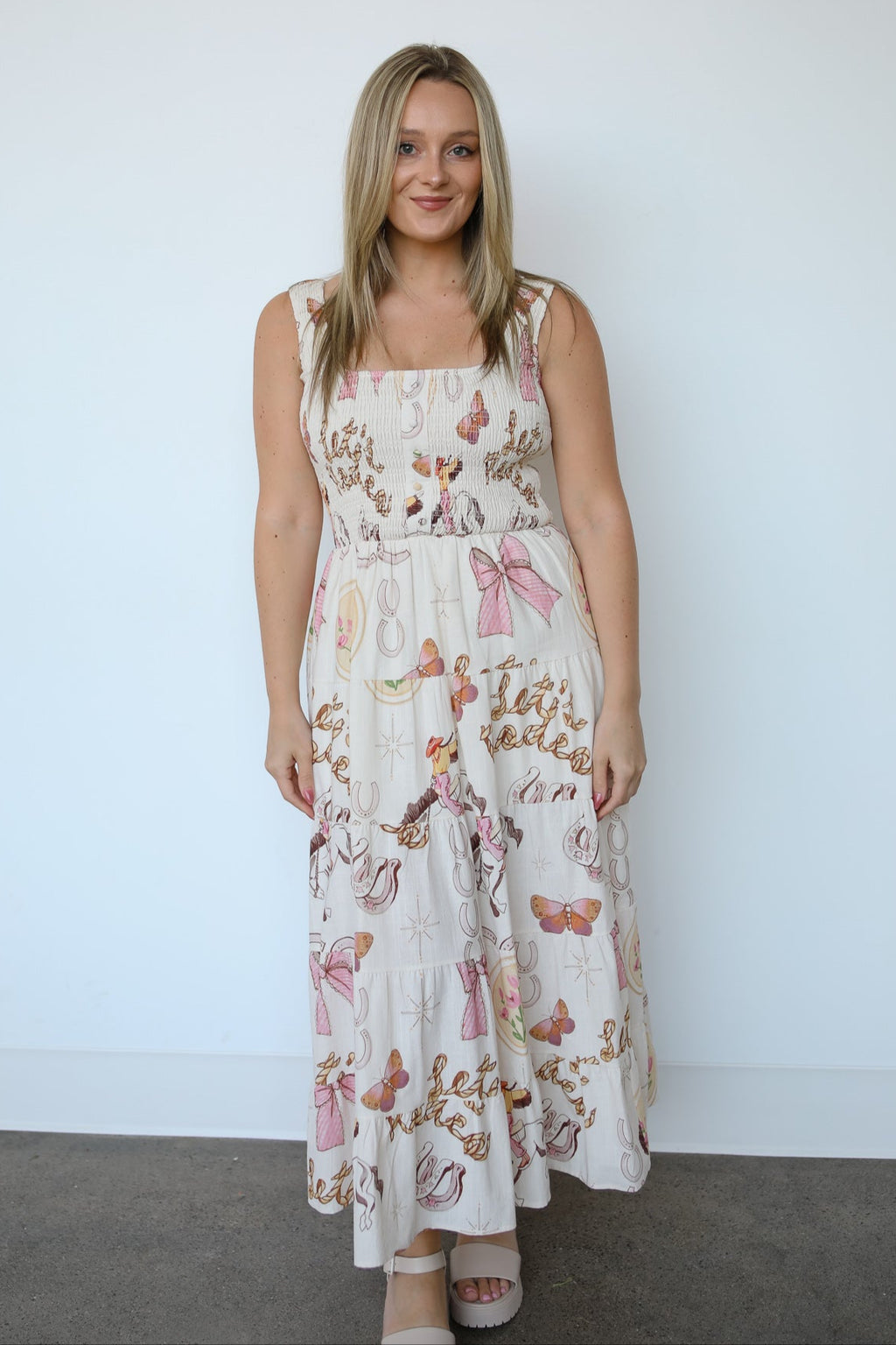 WESTERN SMOCKED MAXI DRESS