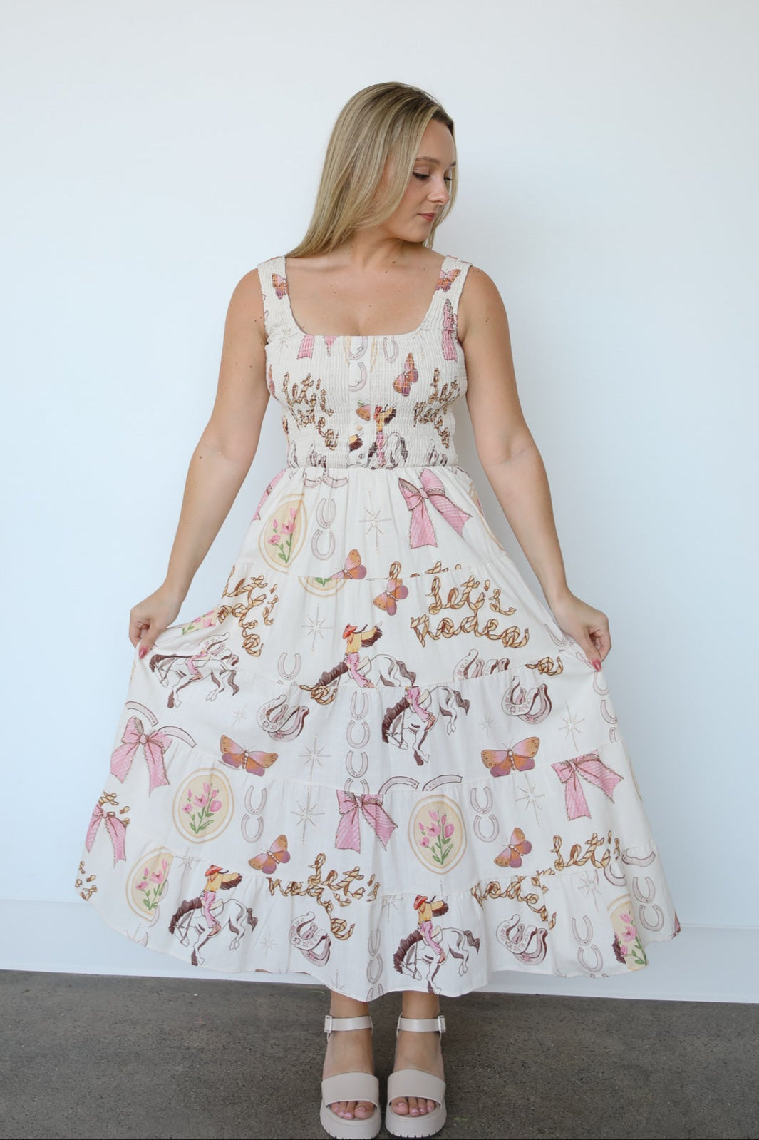 WESTERN SMOCKED MAXI DRESS