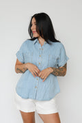 PINSTRIPE CHAMBRAY SHIRT