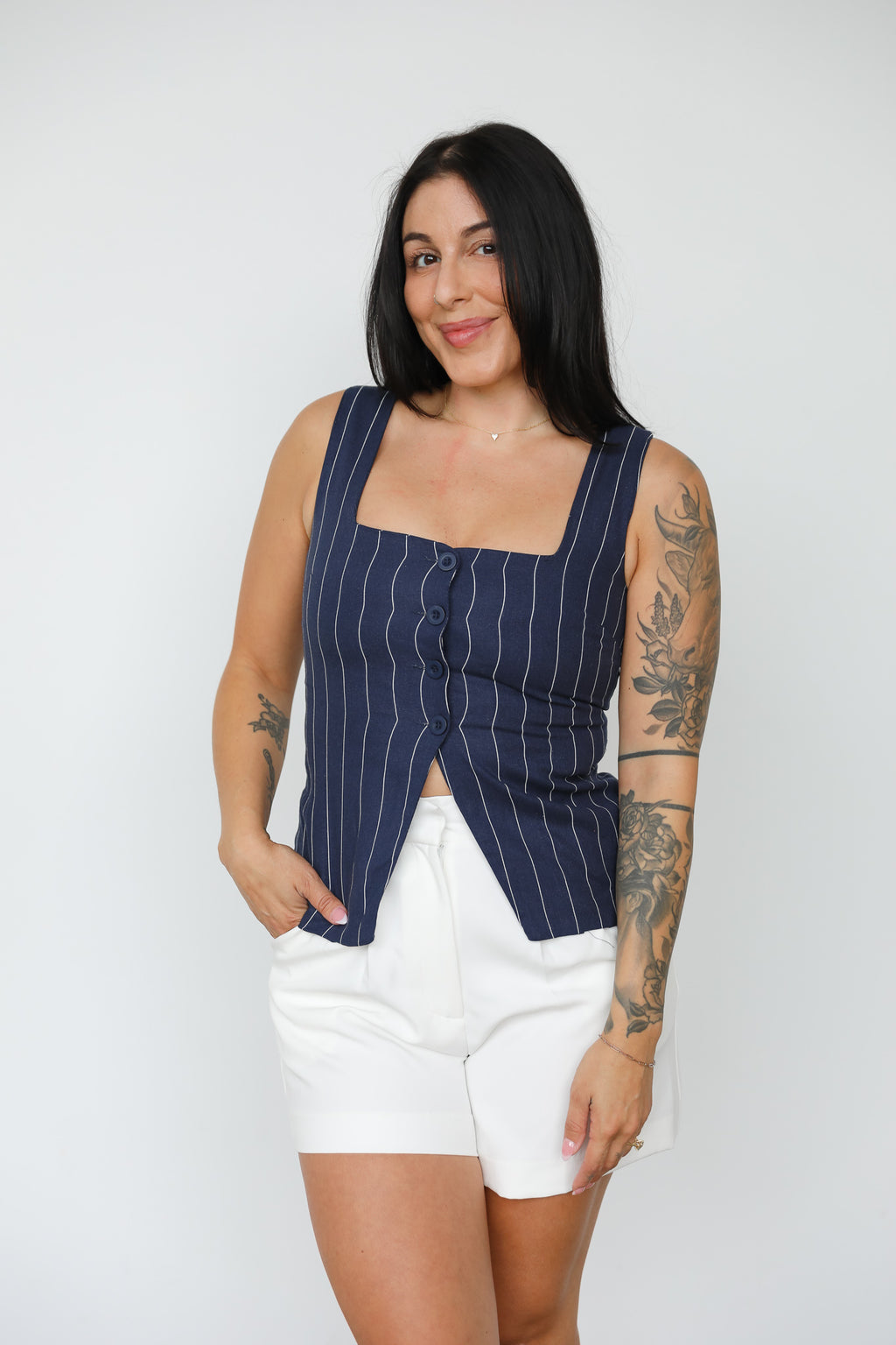 AMELIA PINSTRIPE VEST