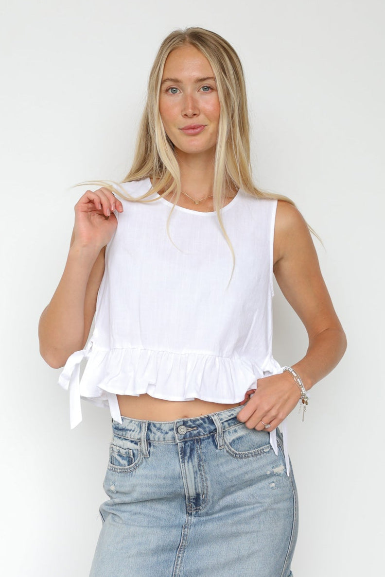 SIDE TIE RUFFLE TOP