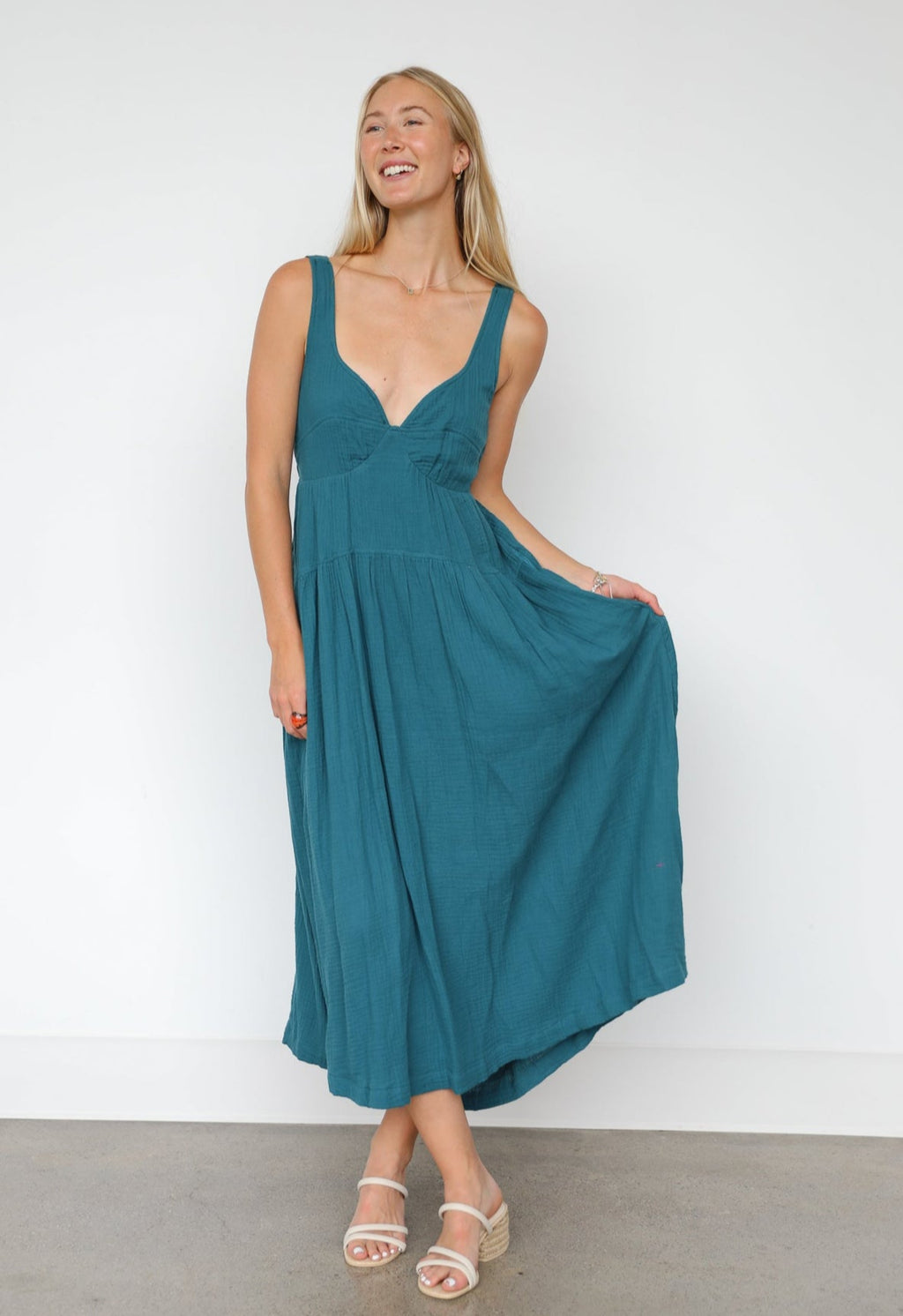 TEAL GAUZE MAXI DRESS