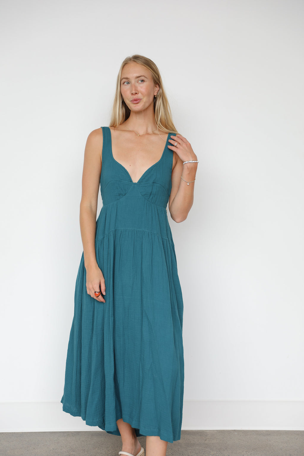 TEAL GAUZE MAXI DRESS