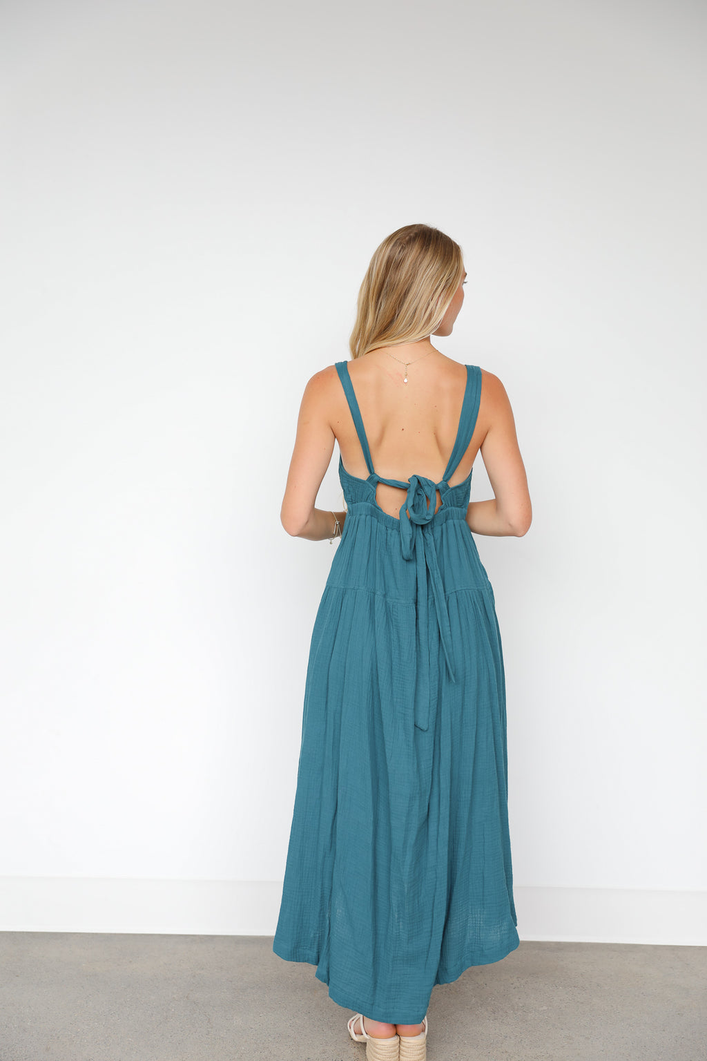 TEAL GAUZE MAXI DRESS