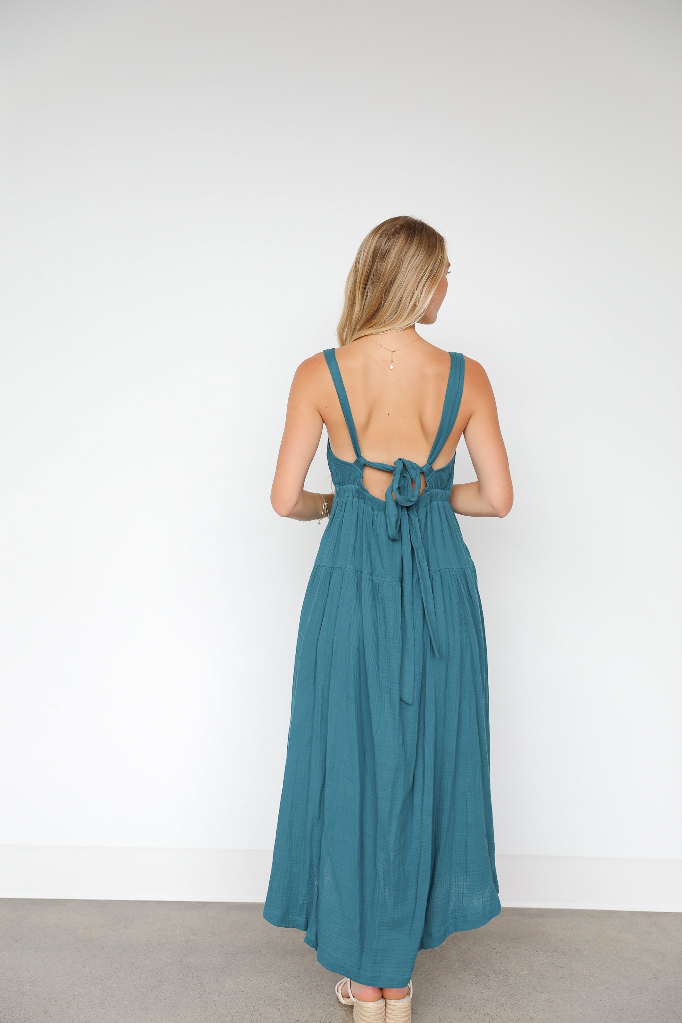 TEAL GAUZE MAXI DRESS