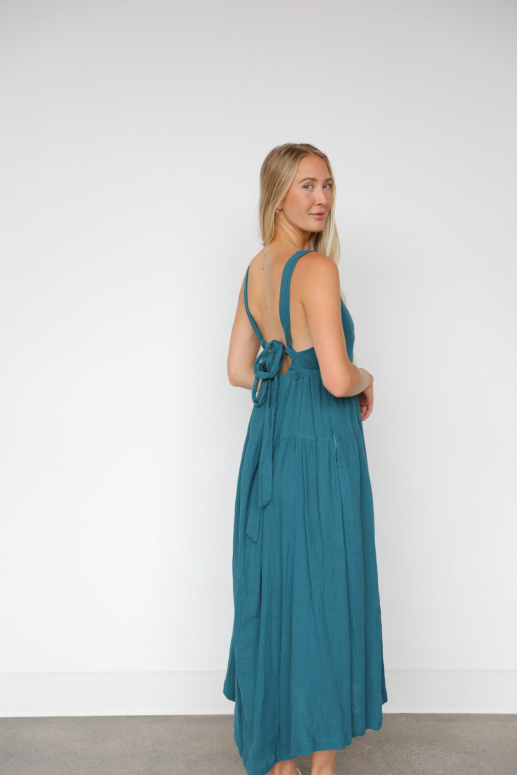 TEAL GAUZE MAXI DRESS