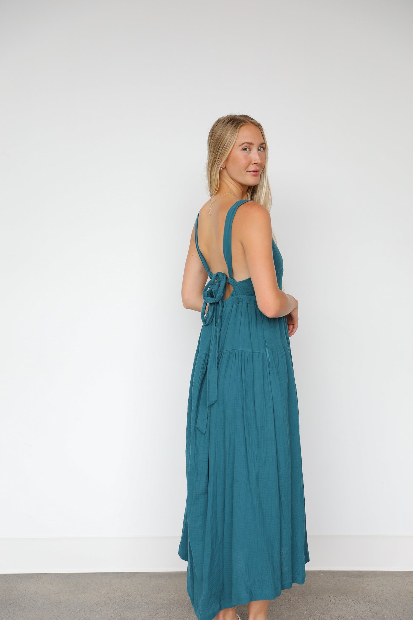 TEAL GAUZE MAXI DRESS