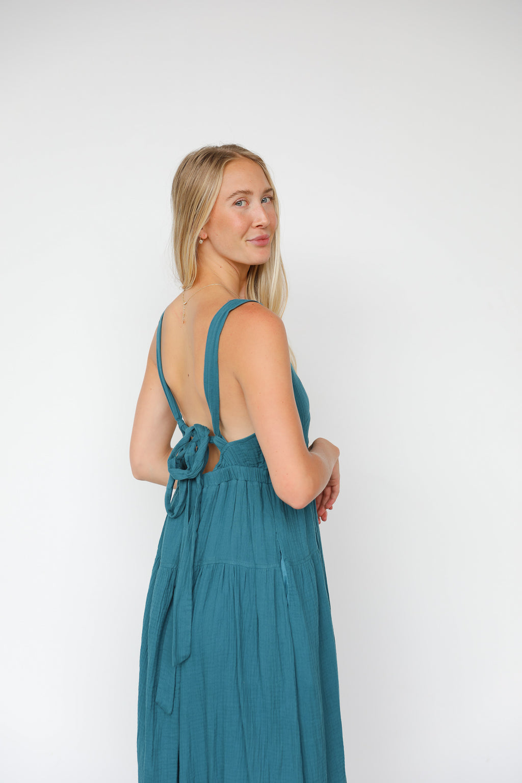 TEAL GAUZE MAXI DRESS
