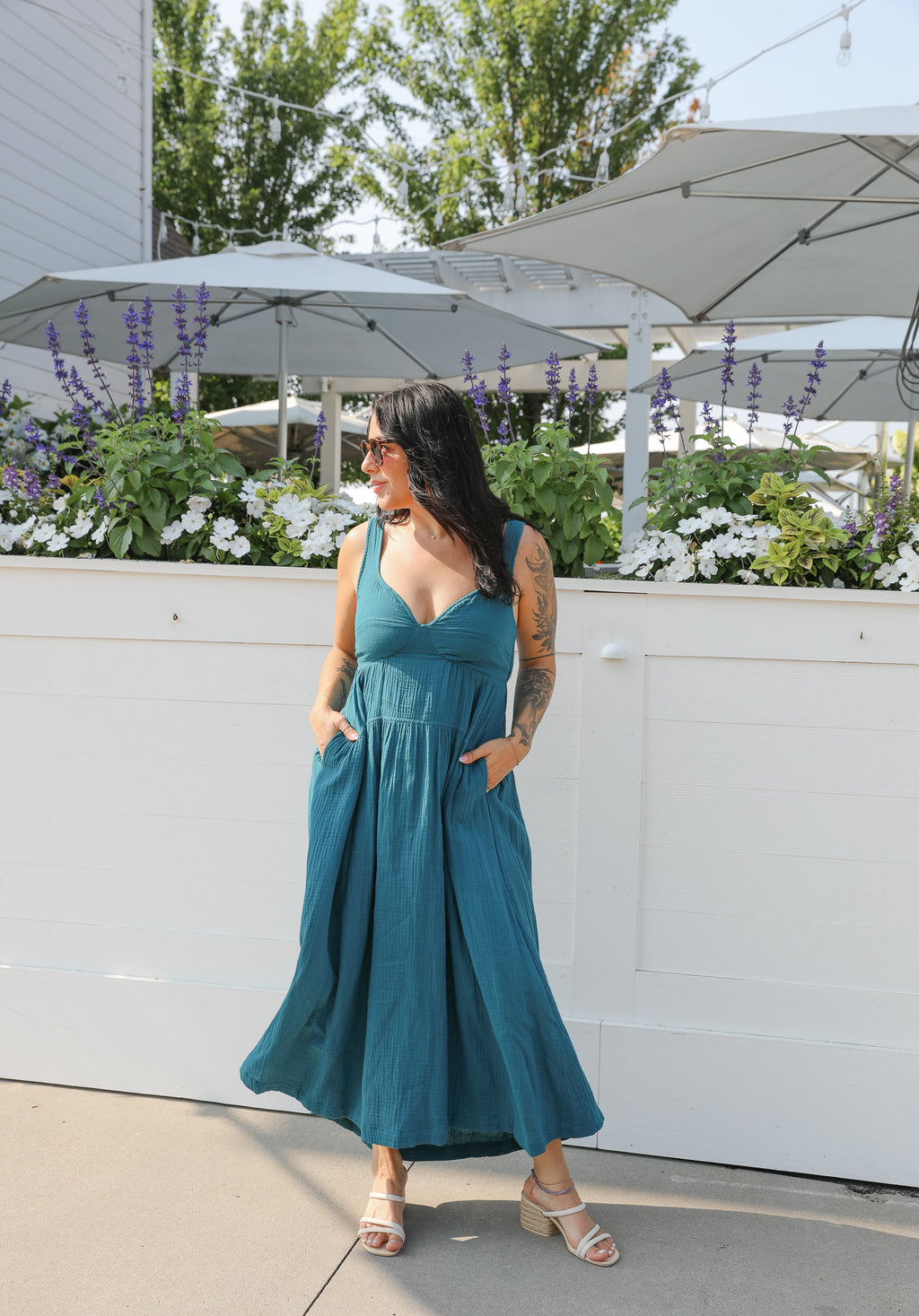 TEAL GAUZE MAXI DRESS