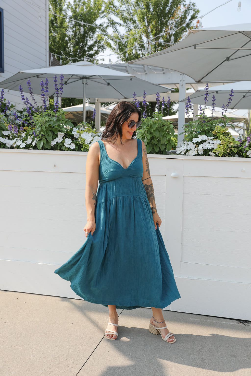 TEAL GAUZE MAXI DRESS
