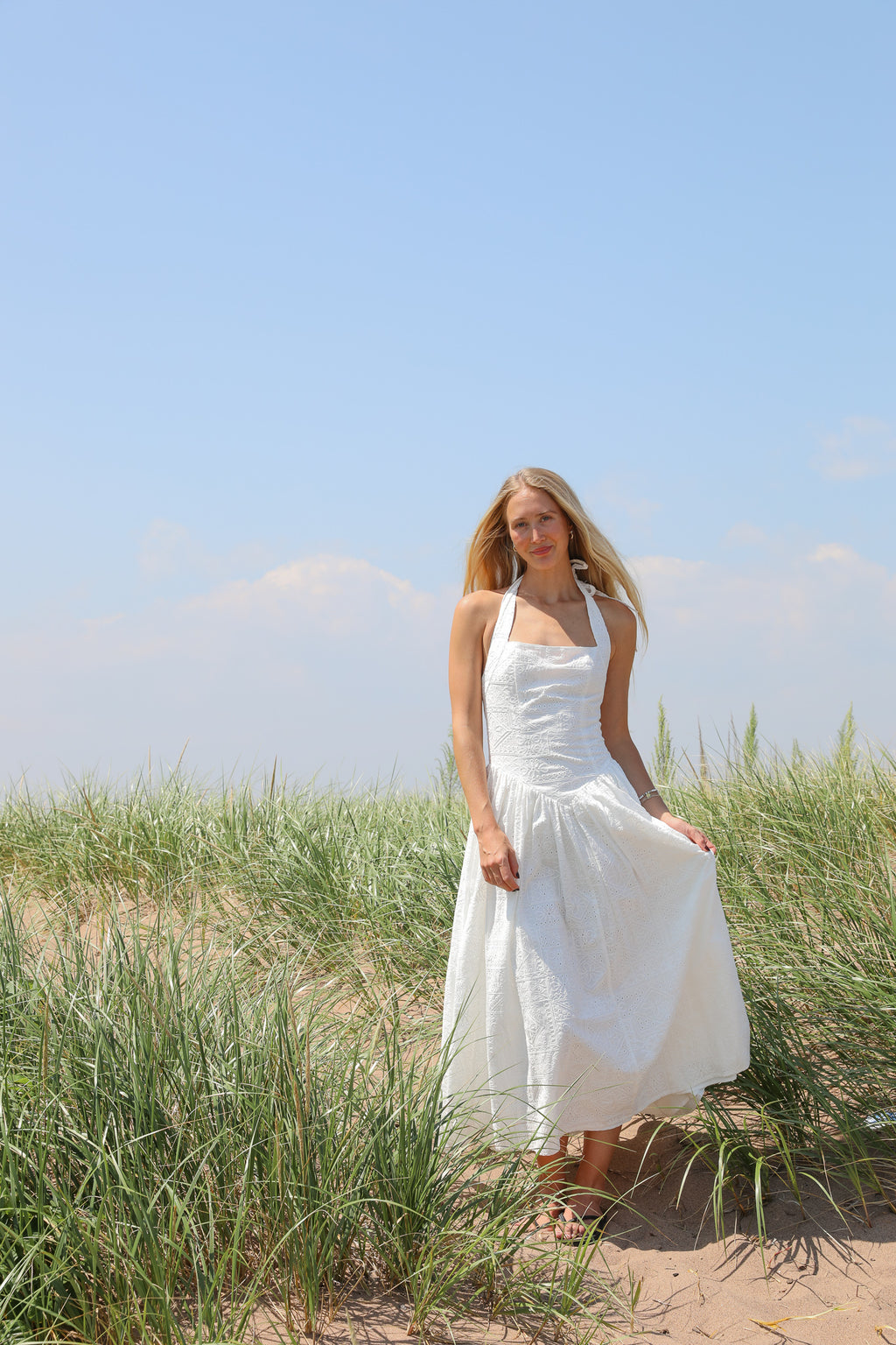 BOHEMIAN EYELET MIDI DRESS