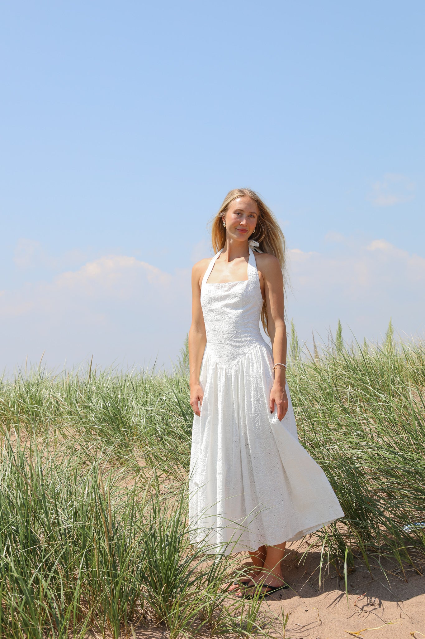 BOHEMIAN EYELET MIDI DRESS