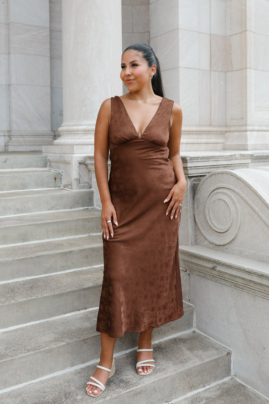 TORI SATIN MIDI DRESS