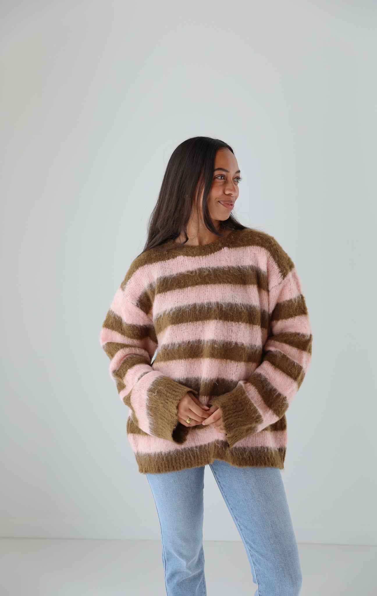 AUDREY STRIPED SHAG SWEATER
