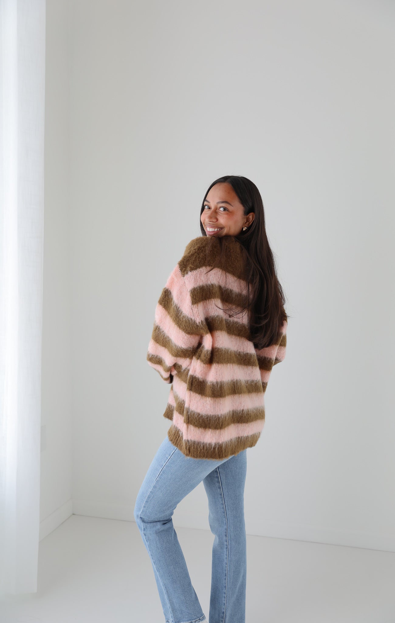 AUDREY STRIPED SHAG SWEATER