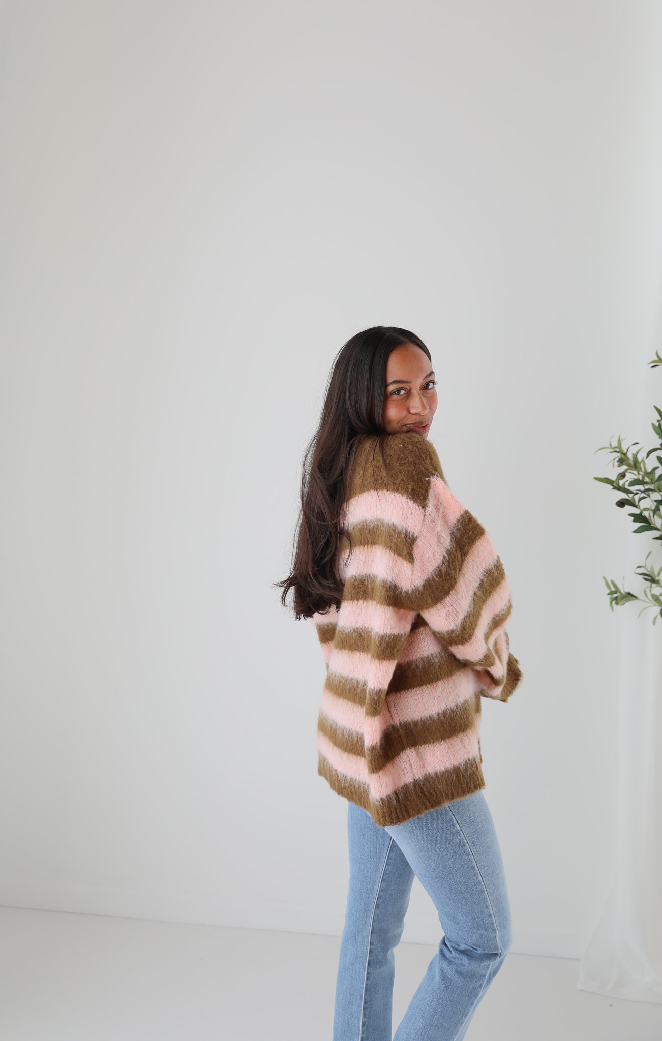 AUDREY STRIPED SHAG SWEATER