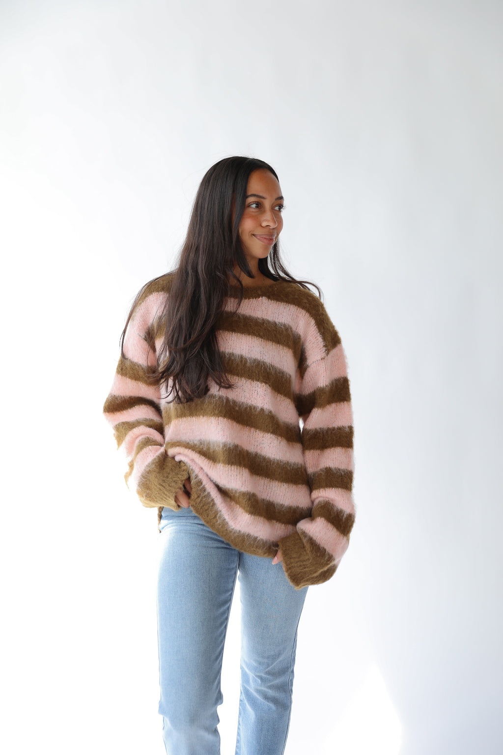 AUDREY STRIPED SHAG SWEATER