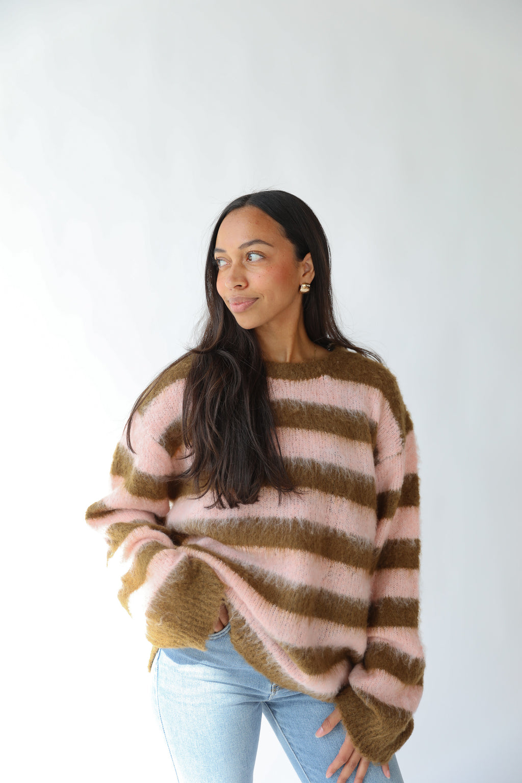AUDREY STRIPED SHAG SWEATER