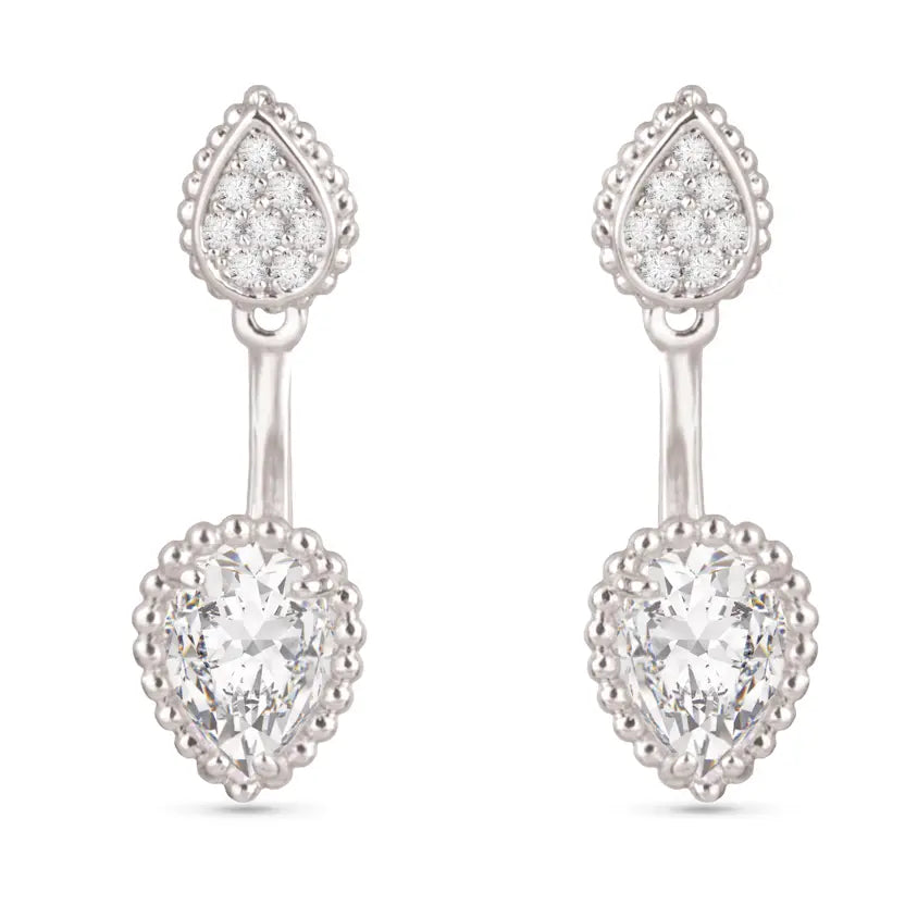 CZ PEAR STUD DROP EARRINGS