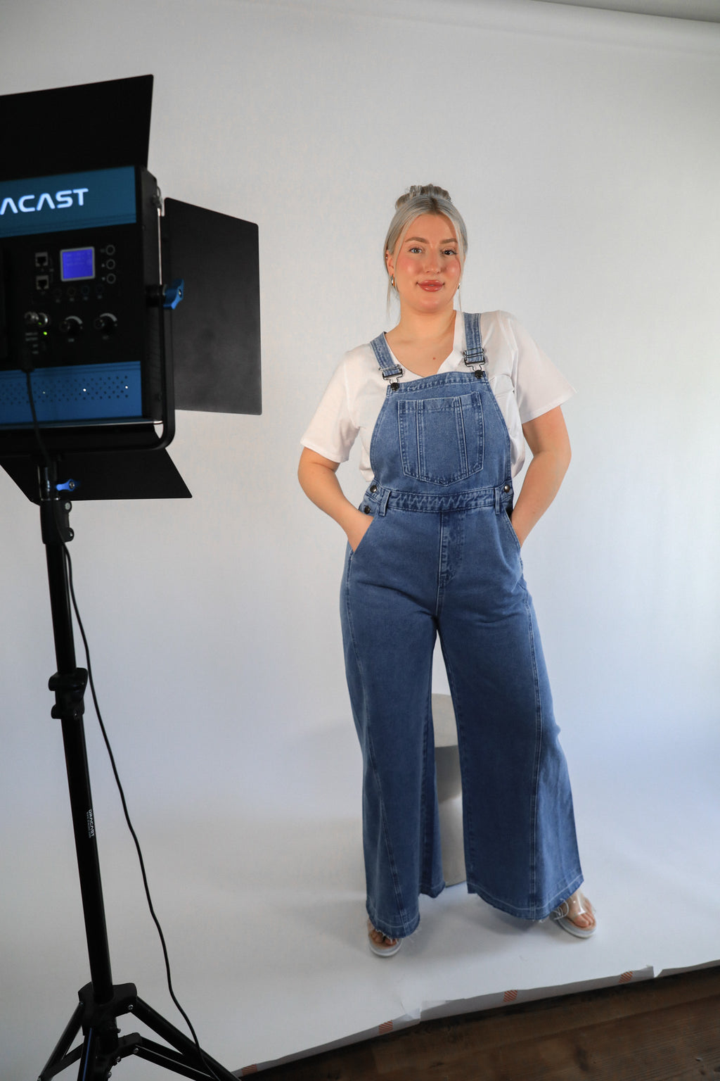 RETRO DENIM WIDE OVERALLS