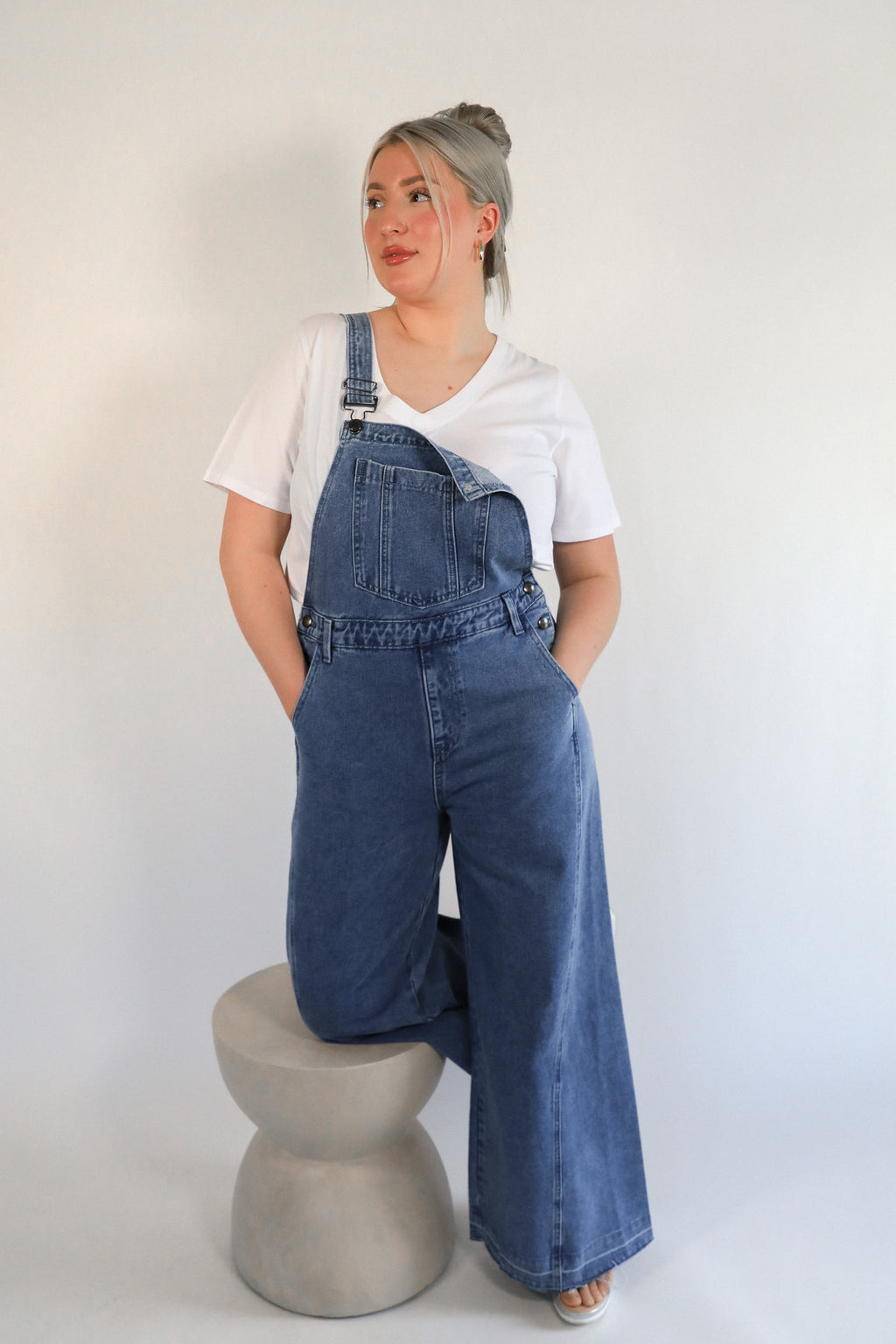 RETRO DENIM WIDE OVERALLS