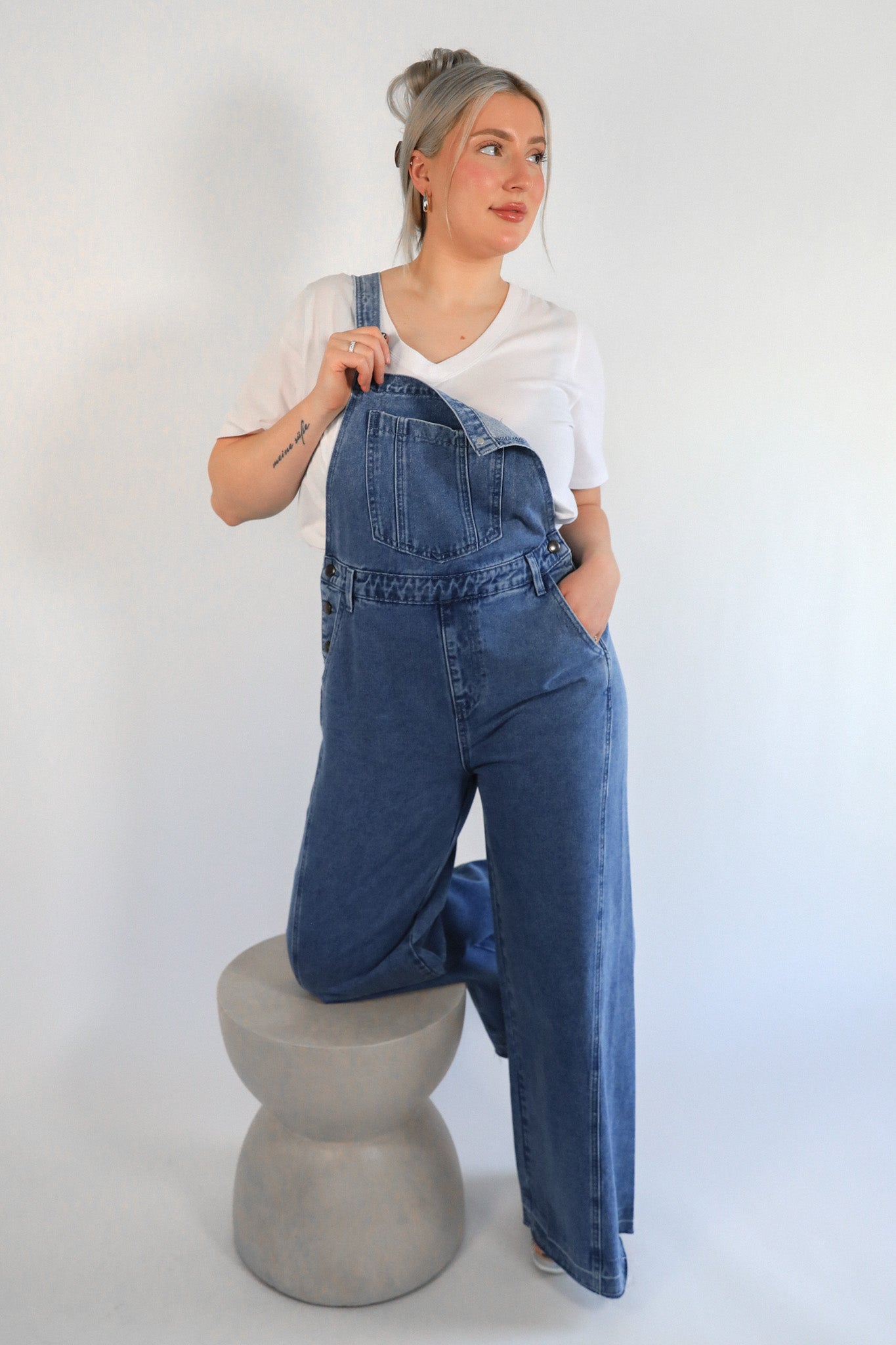 RETRO DENIM WIDE OVERALLS