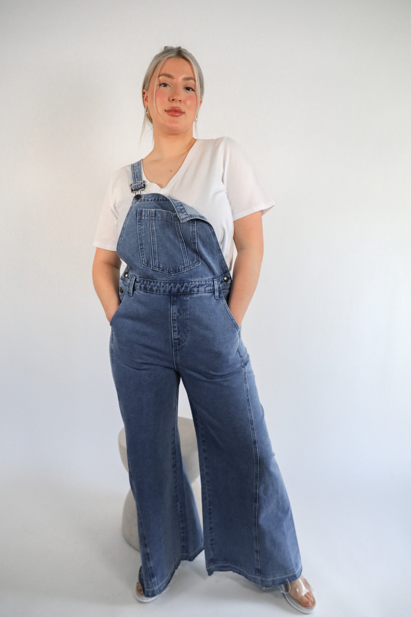 RETRO DENIM WIDE OVERALLS