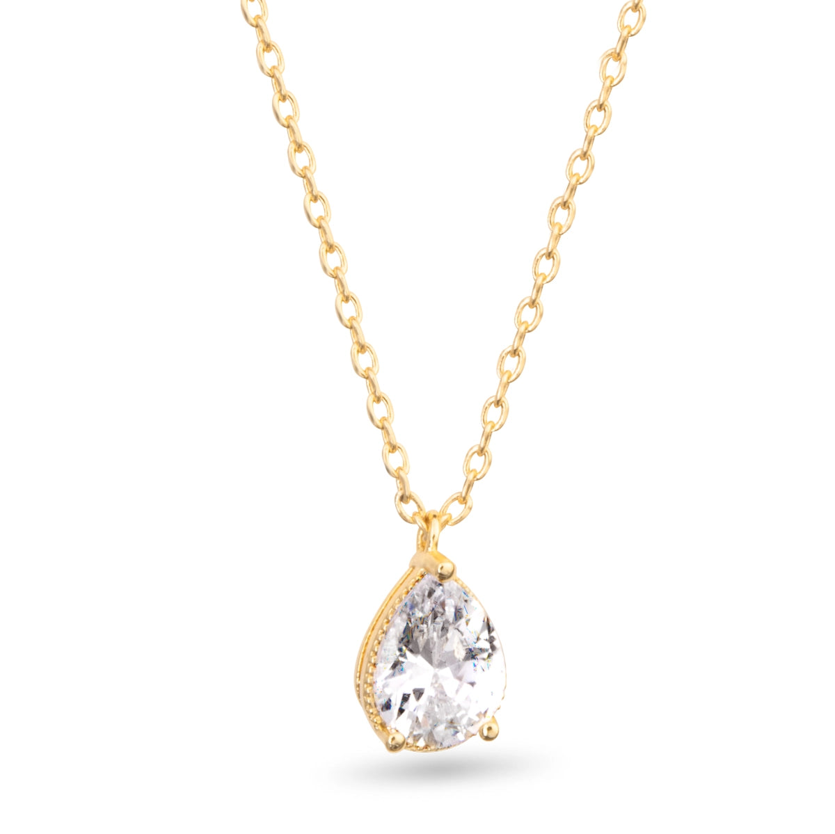CZ PEAR SOLITAIRE NECKLACE