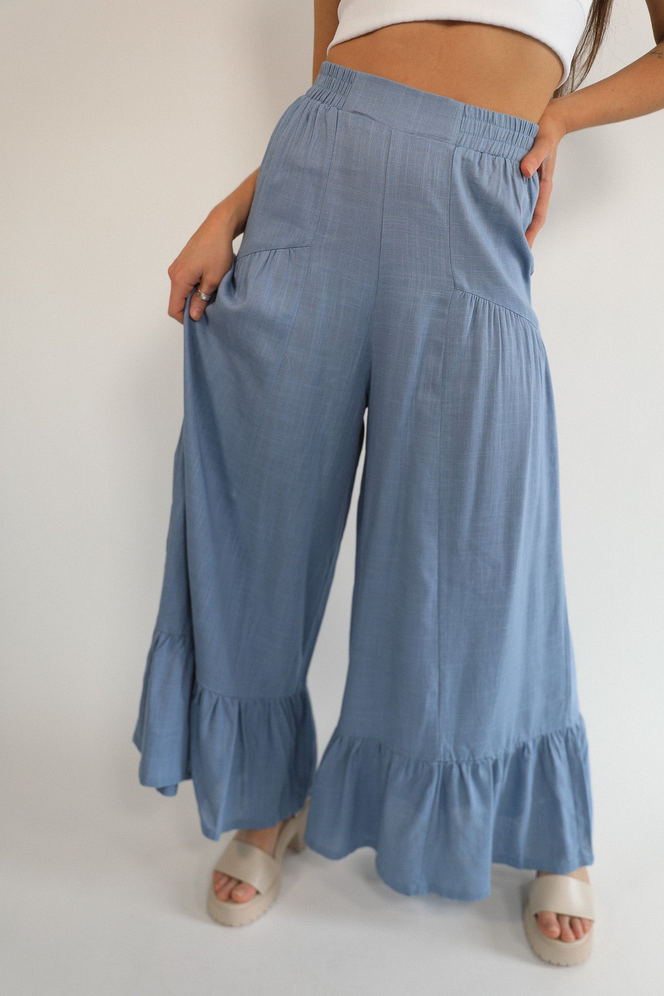 WIDE LEG LINEN SHIFT PANT