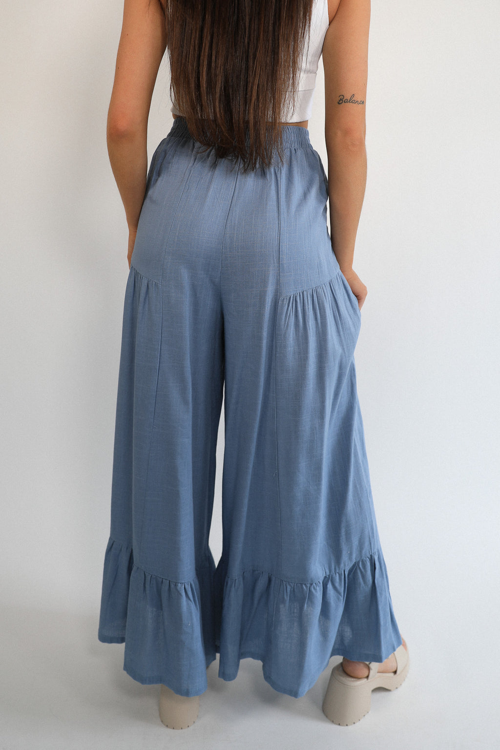 WIDE LEG LINEN SHIFT PANT