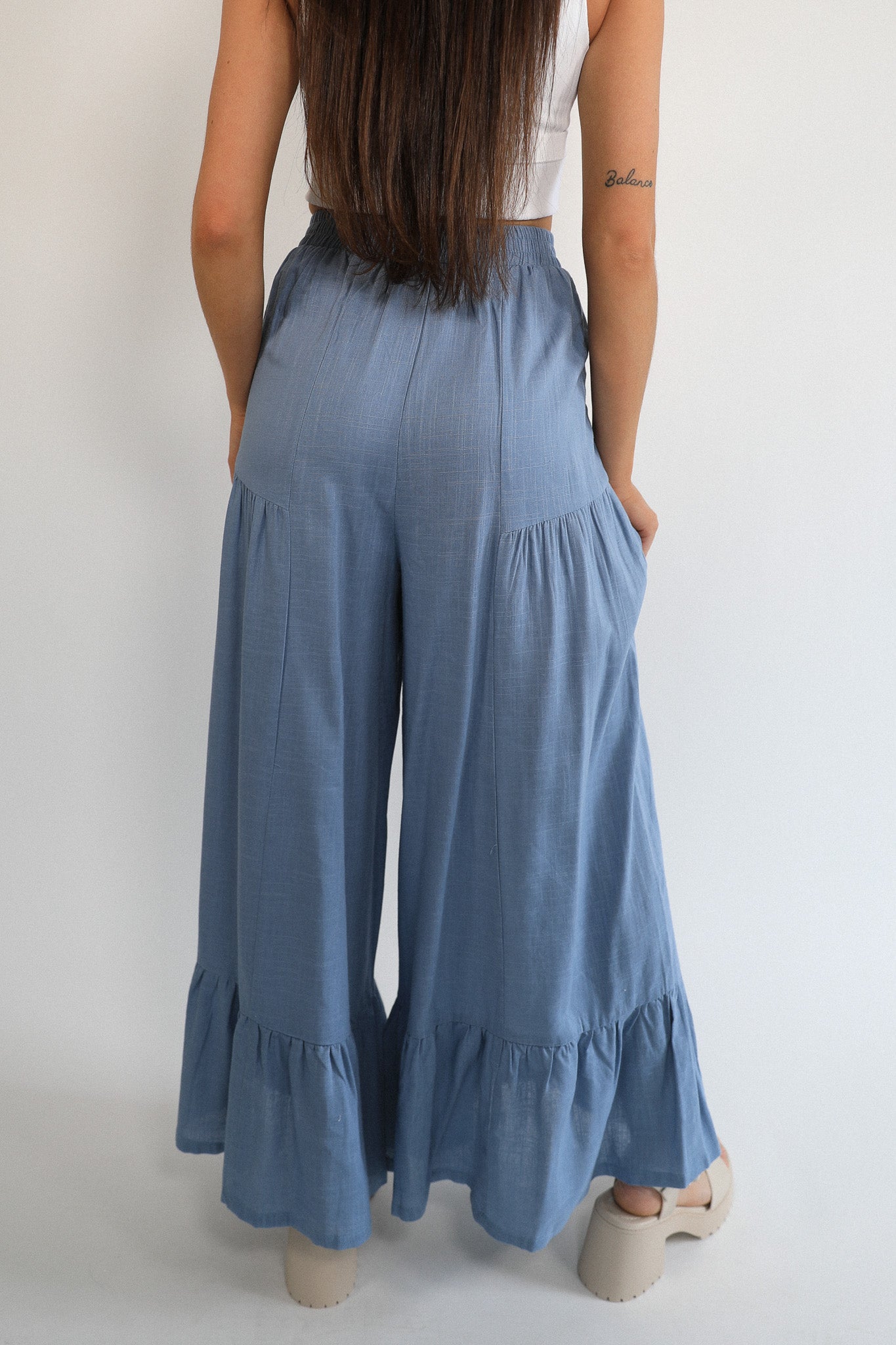 WIDE LEG LINEN SHIFT PANT