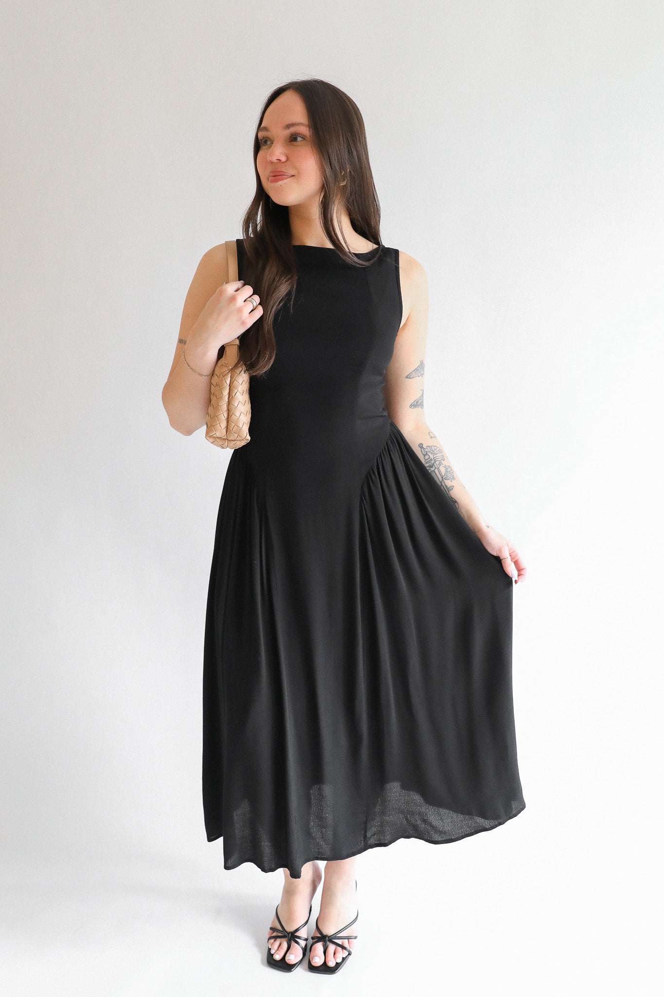 black basque waist dress LOLA BASQUE WAIST DRESS