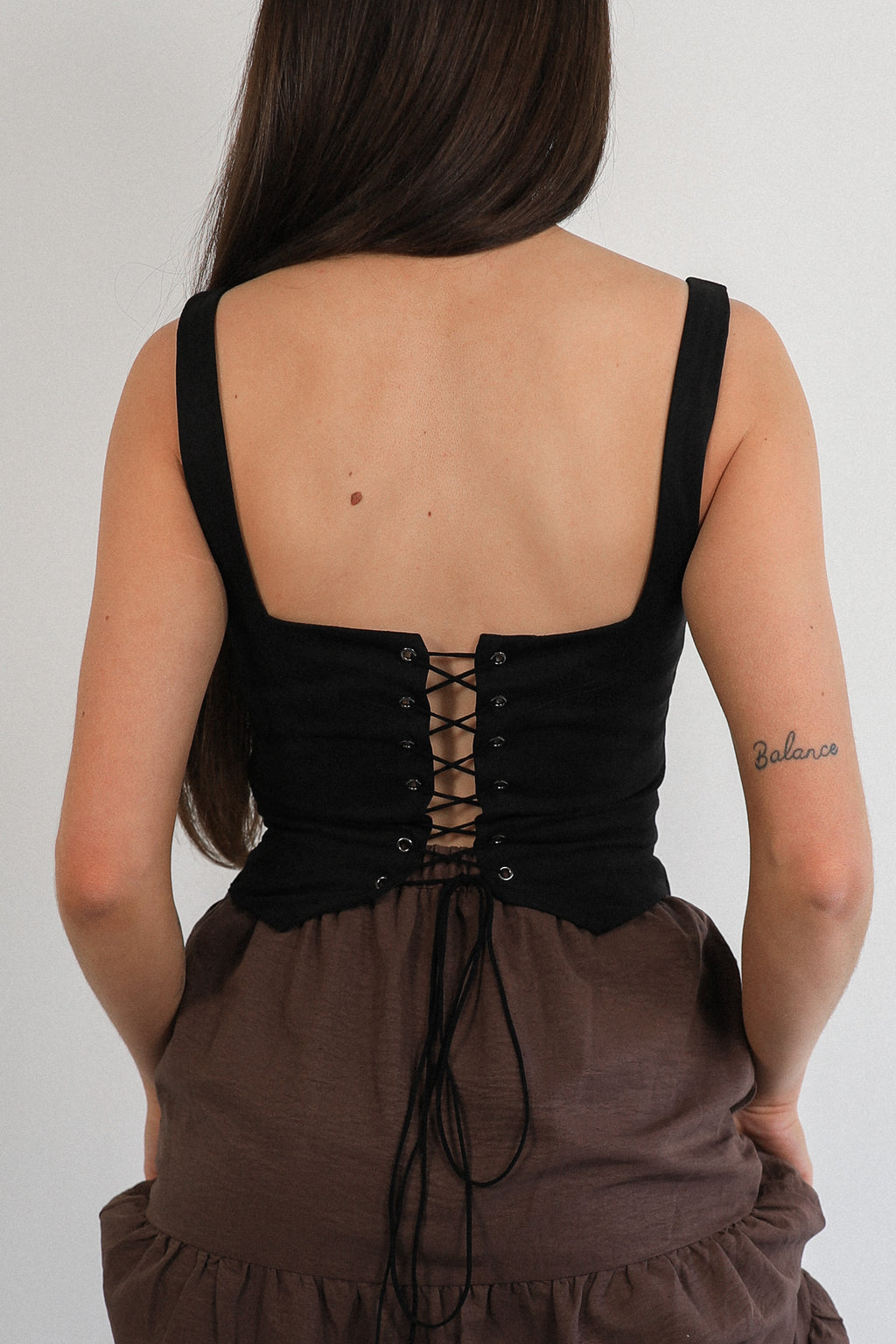 SOLID BROWN TIERED MAXI