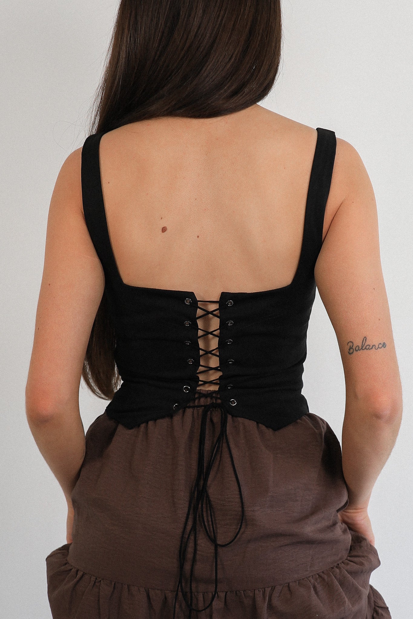 SOLID BROWN TIERED MAXI