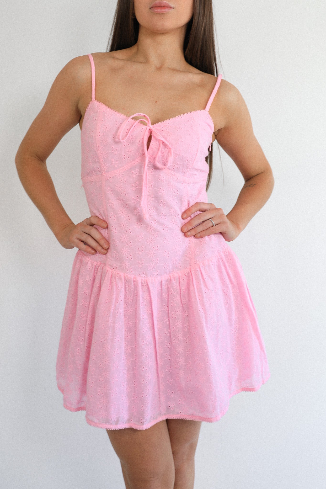 PEONY LACE TRIM MINI DRESS