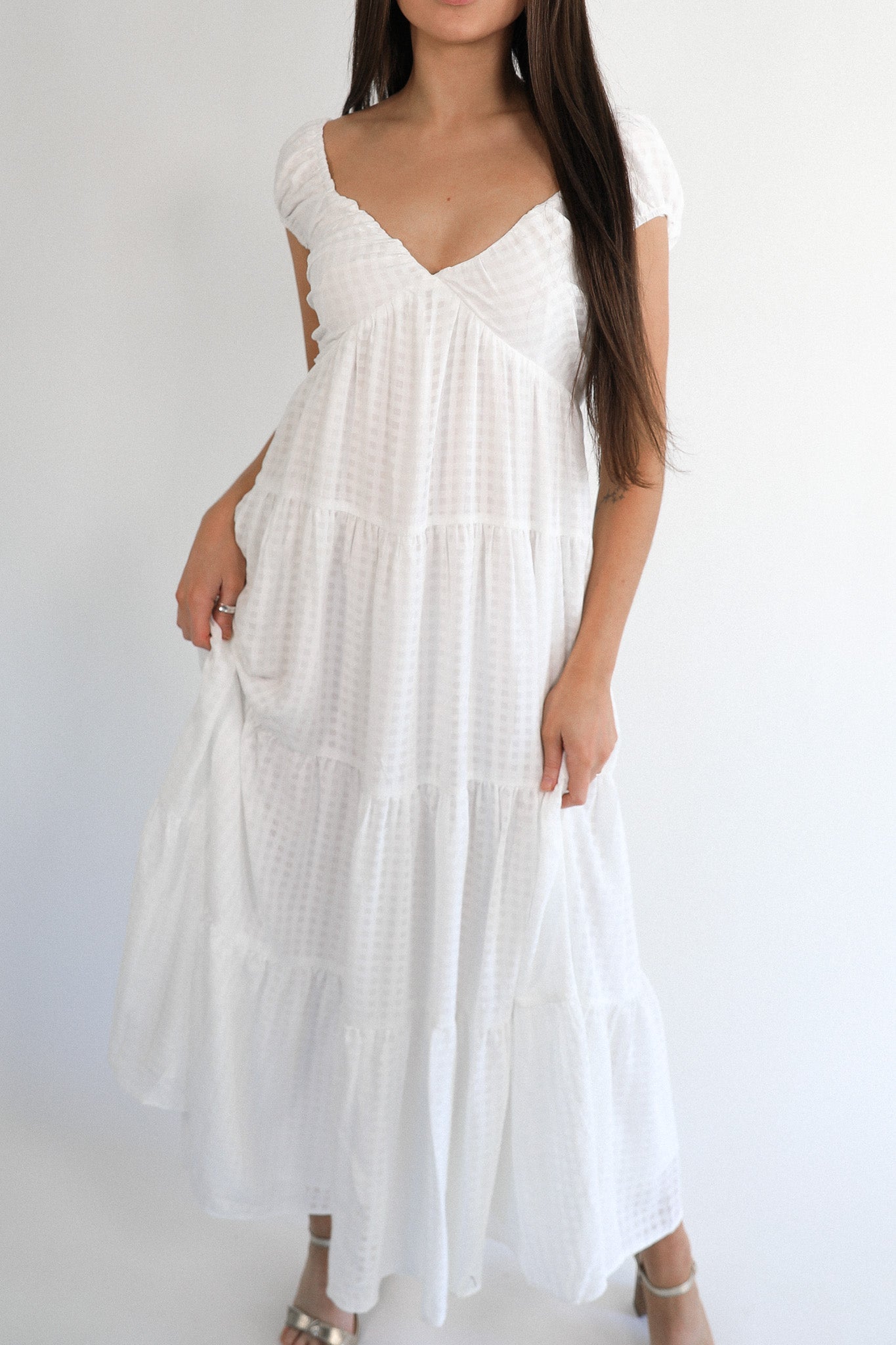 WHITE DANDY MIDI DRESS
