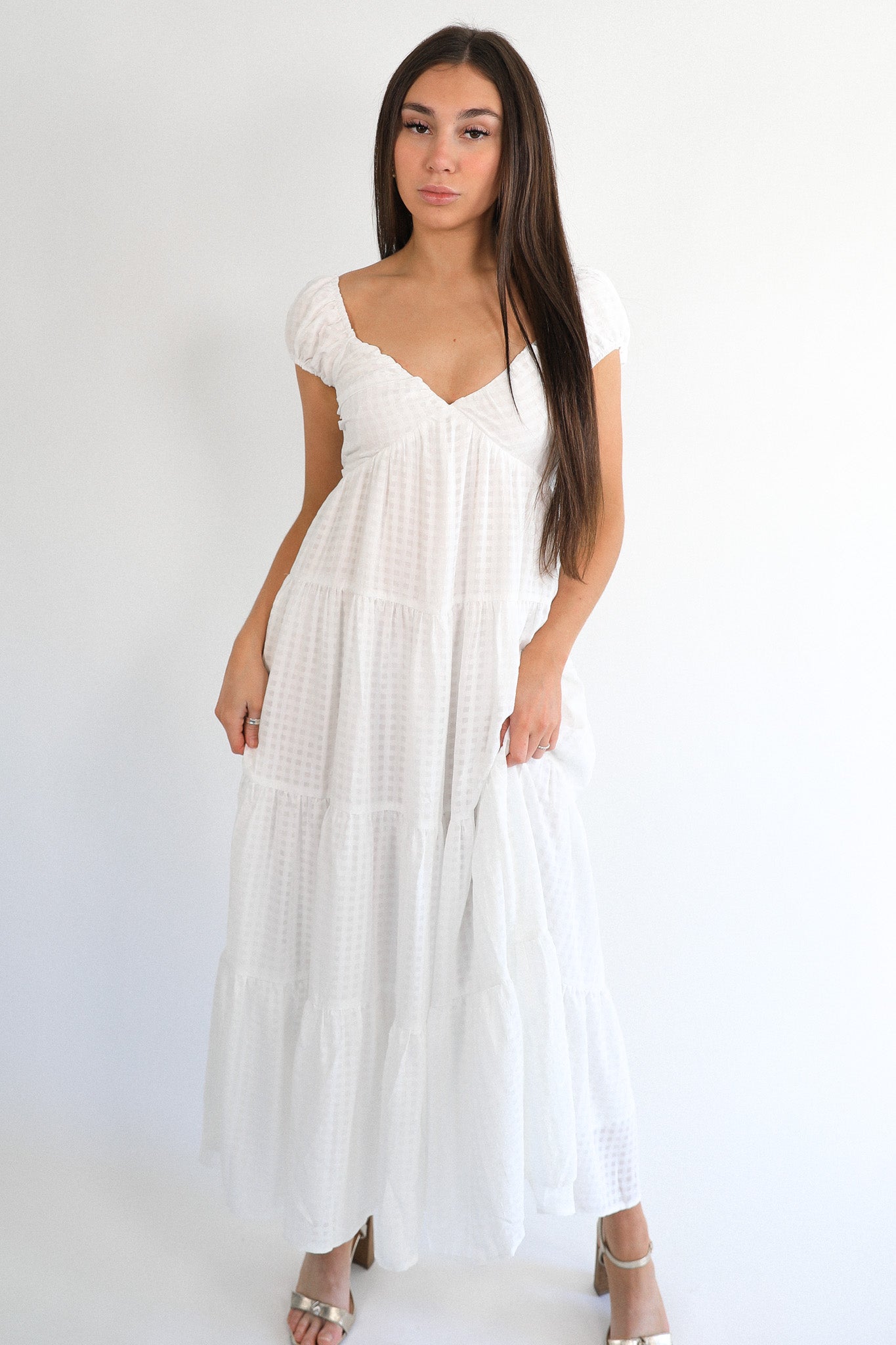 WHITE DANDY MIDI DRESS