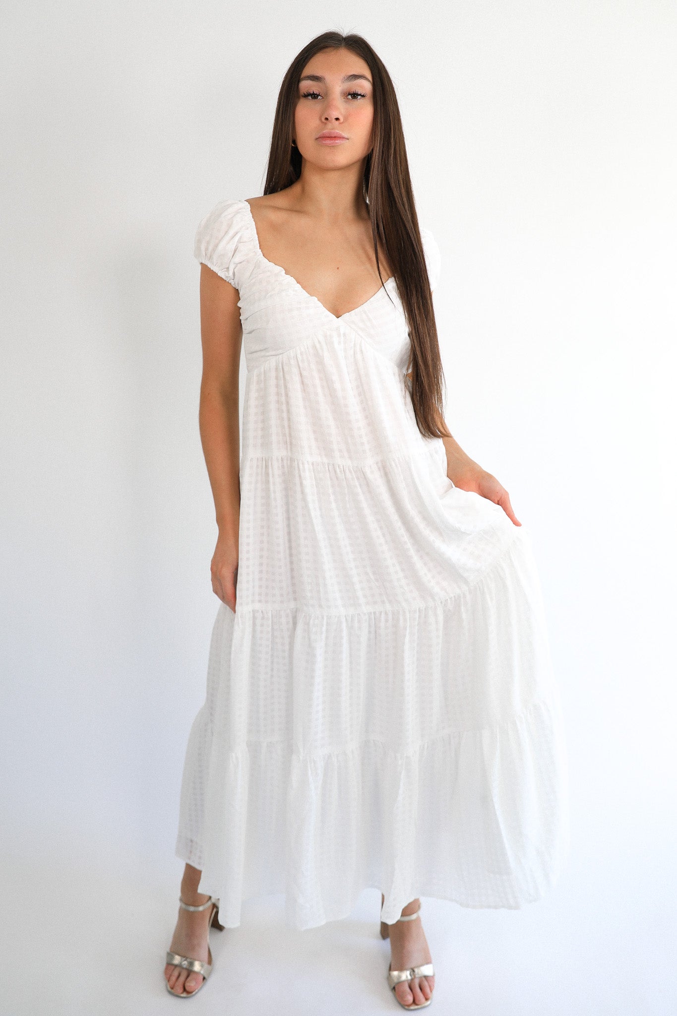 WHITE DANDY MIDI DRESS
