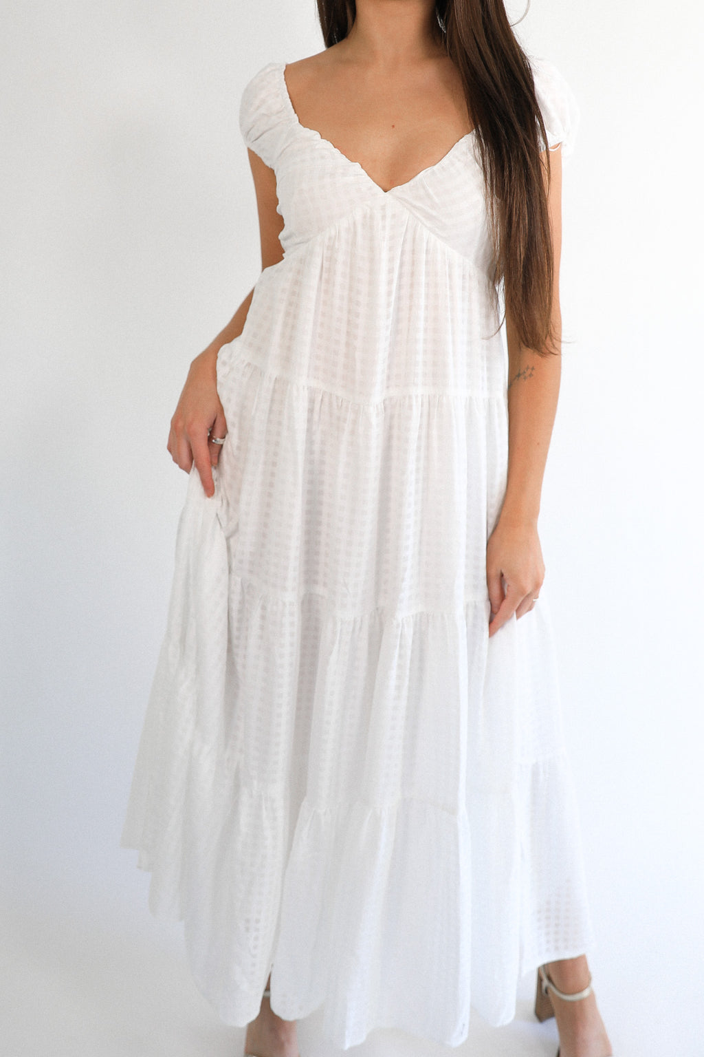 WHITE DANDY MIDI DRESS