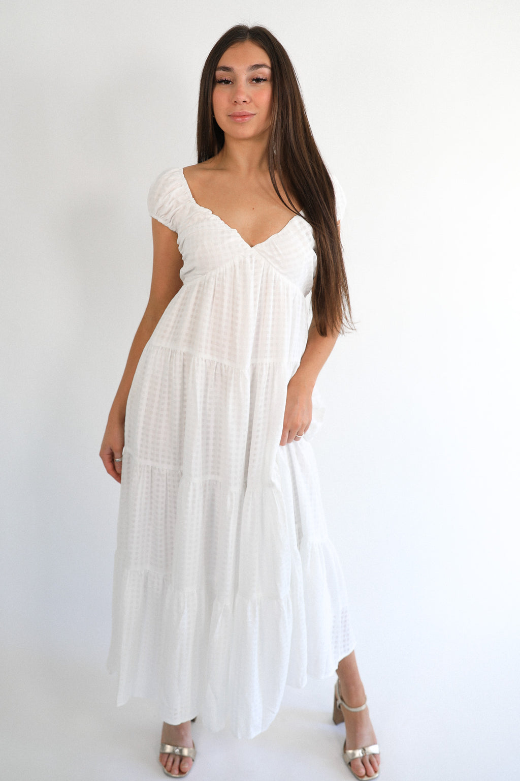 WHITE DANDY MIDI DRESS