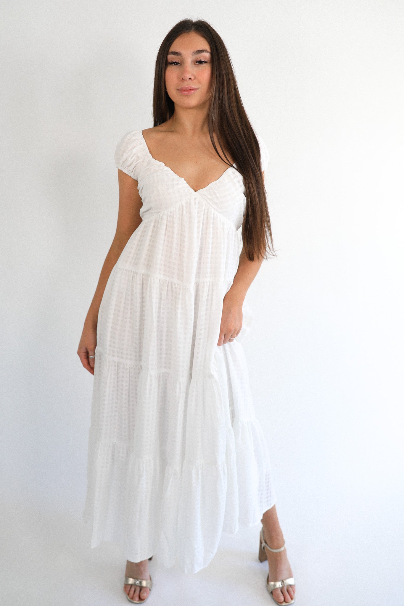 WHITE DANDY MIDI DRESS