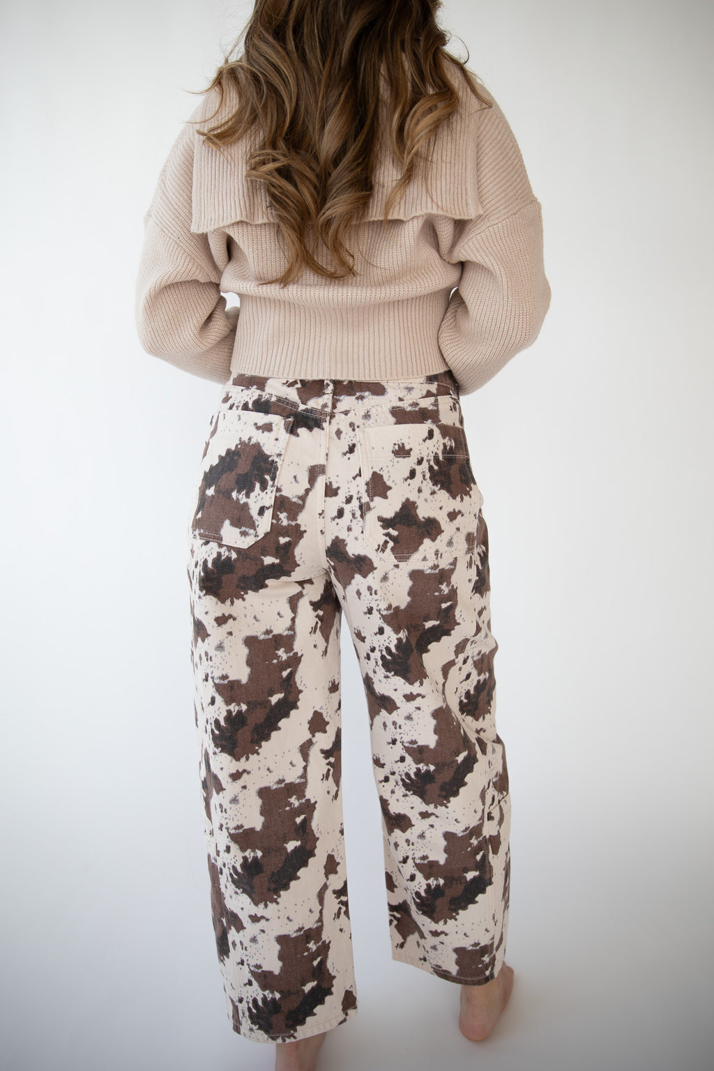 BECK COW PRINT BARREL JEAN