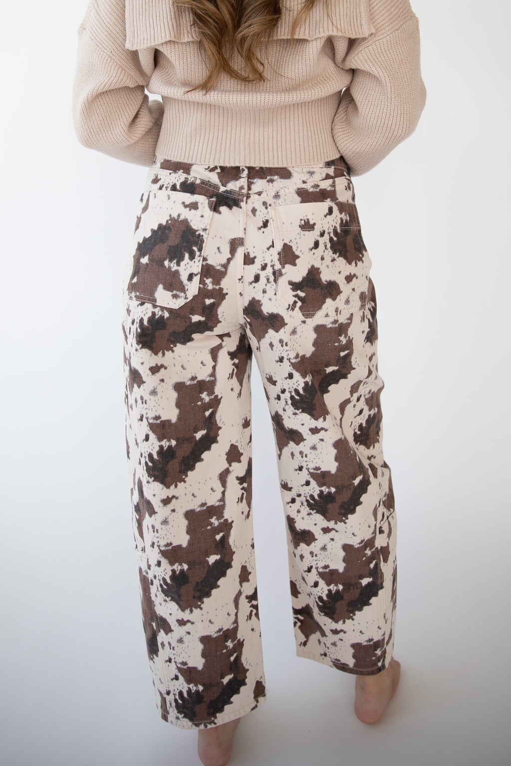 BECK COW PRINT BARREL JEAN