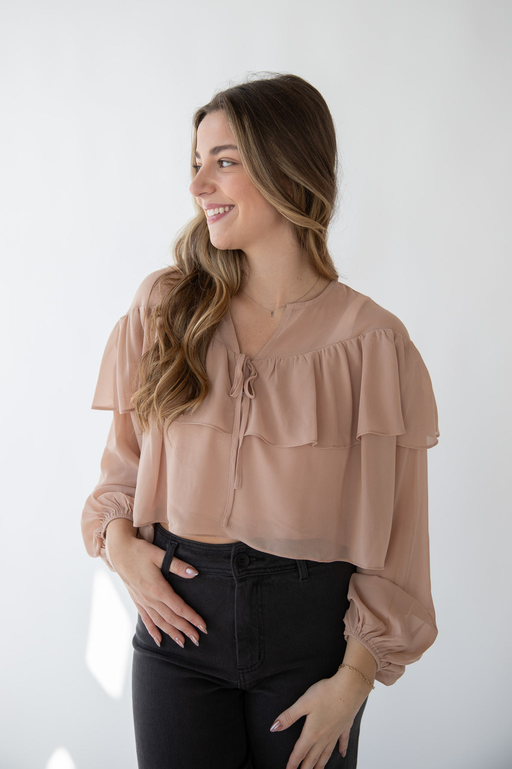 BLUSH PETAL CROPPED BLOUSE