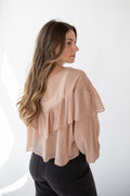 BLUSH PETAL CROPPED BLOUSE