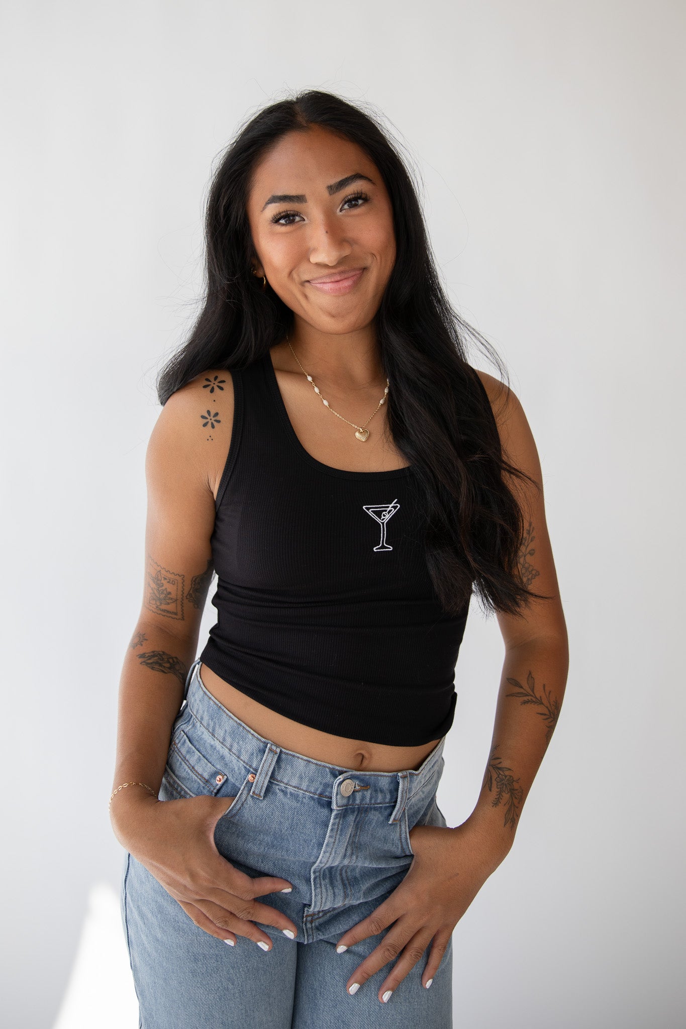 EMBROIDERED MARTINI TANK