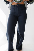 NAVY PATCH POCKET WIDE LEG PANT