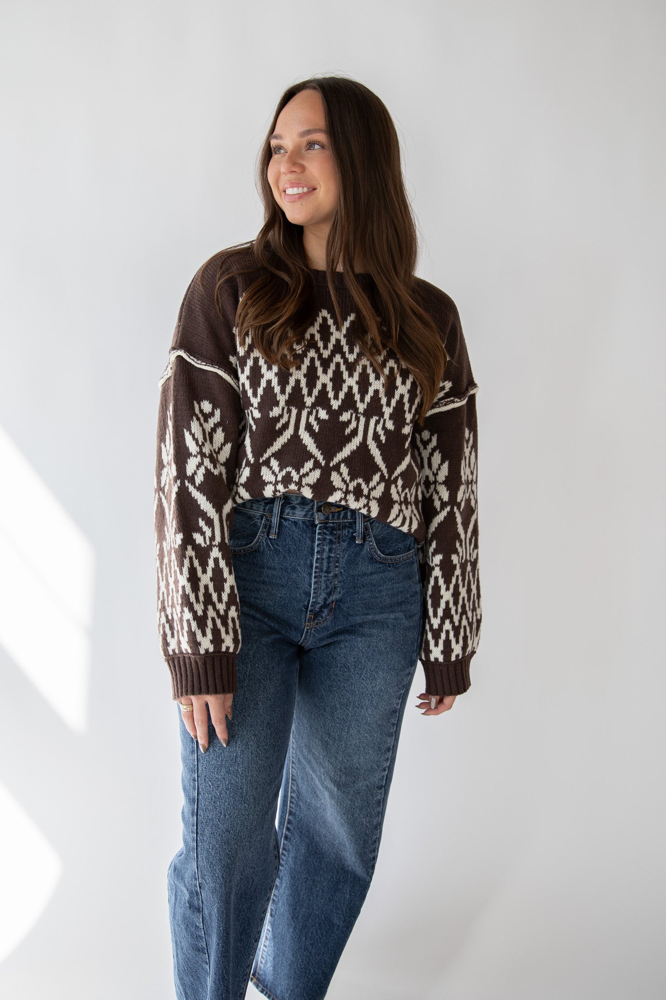 CHOCOLATE FAIRISLE SWEATER