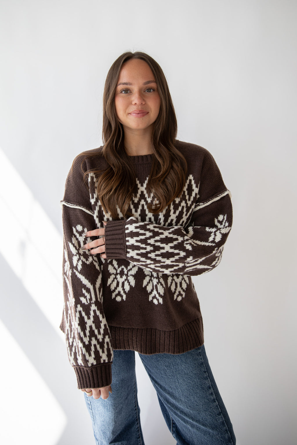 CHOCOLATE FAIRISLE SWEATER