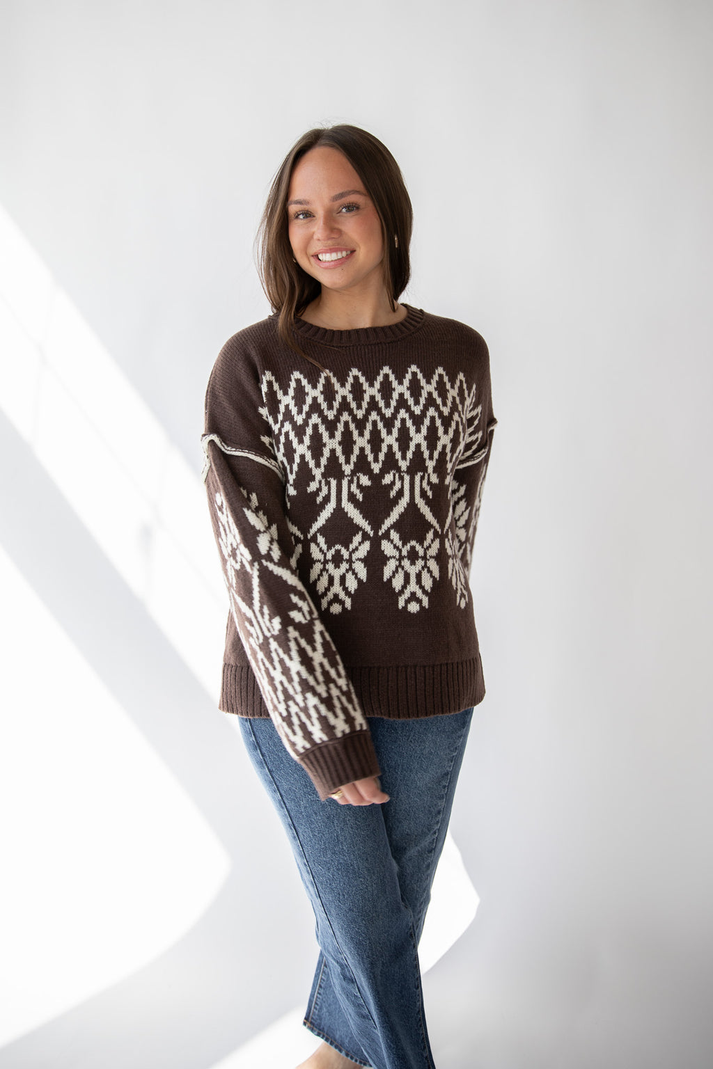 CHOCOLATE FAIRISLE SWEATER